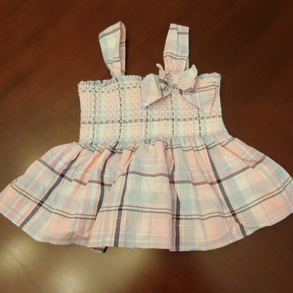 Janie and Jack blue and pink plaid spring top